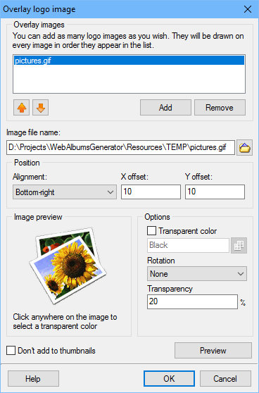 Add custom logo image to all gallery pictures