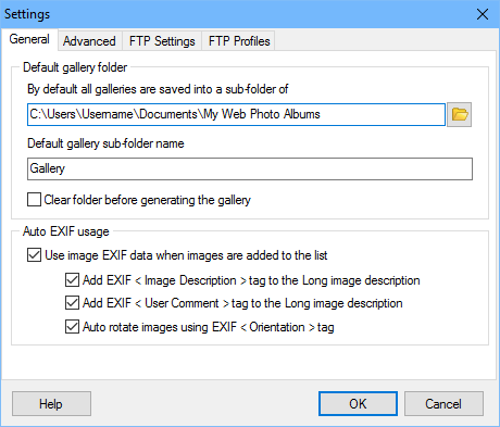 General program settings