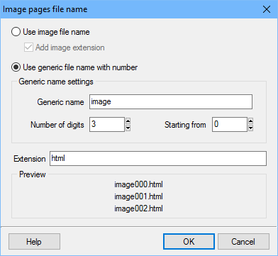 Image page file name settings