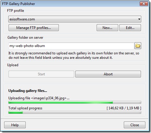 Upload photo album to the web server