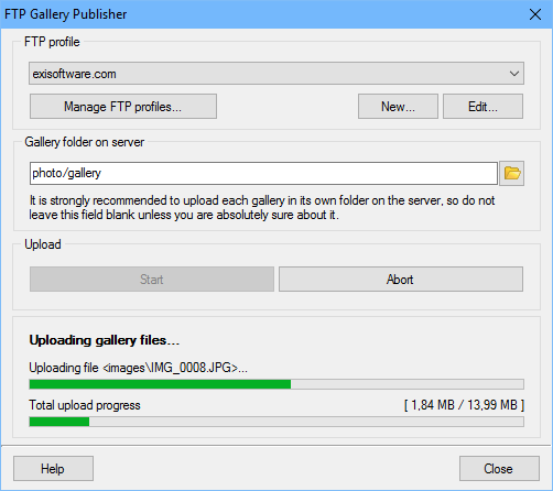 Upload web photo gallery