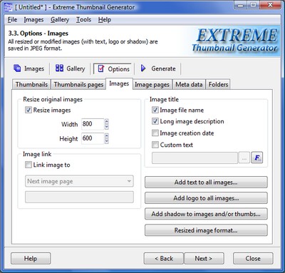 Batch image processing options