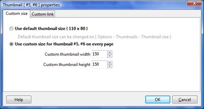 Custom thumbnail size