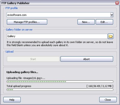 Web photo gallery FTP publishing module