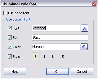 Font selection window