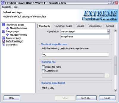 Default thumbnails settings
