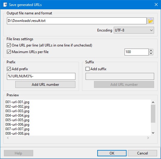 Save URL list to a file
